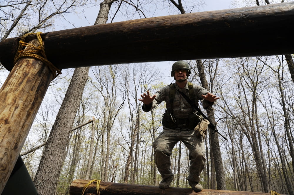 A US Air Force Academy cadet on a obstacle course Canvas Art - Stocktrek Images (35 x 23)