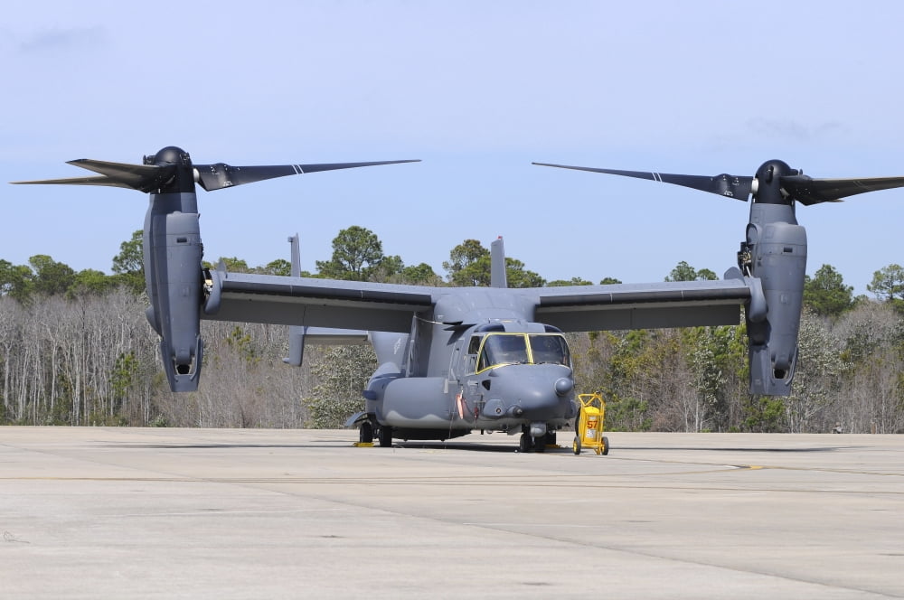 A US Air Force CV-22B Osprey on the ramp at Hurlburt Field Florida Canvas Art - Riccardo NiccoliStocktrek Images (17 x 12)