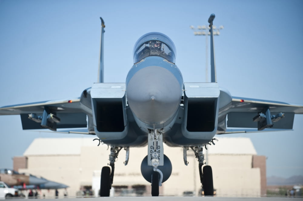 A US Air Force F-15D Eagle taxis to the runway Canvas Art - Stocktrek Images (34 x 23)