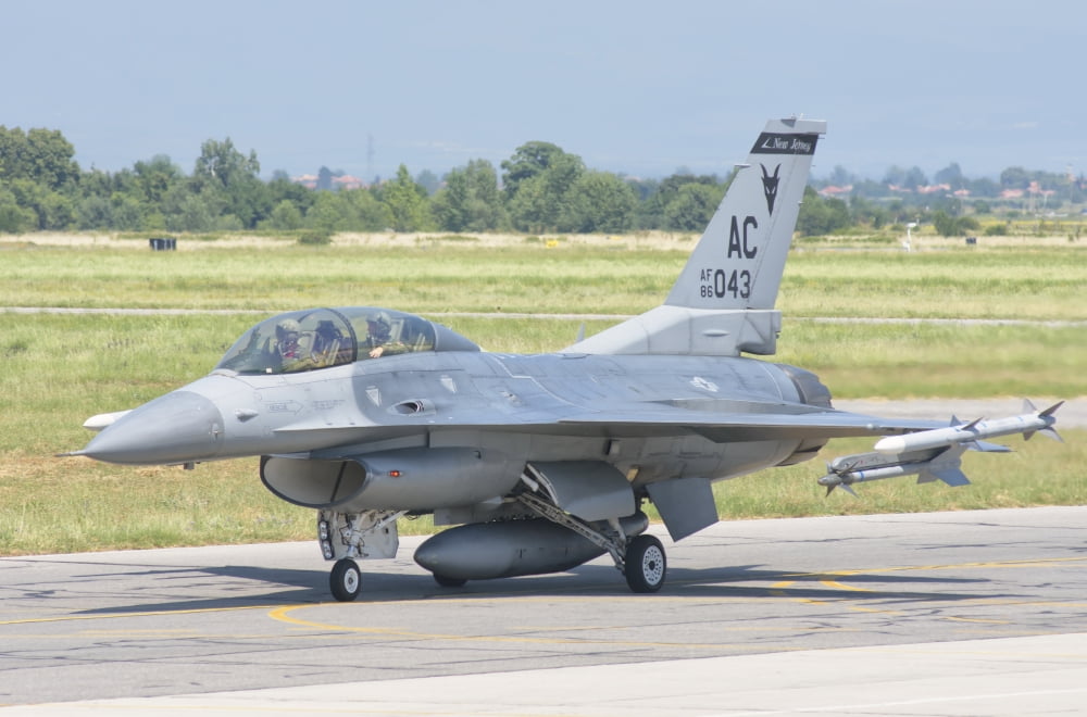 A US Air Force F-16 during Exercise Thracian Star in Bulgaria Canvas Art - Giovanni CollaStocktrek Images (17 x 12)