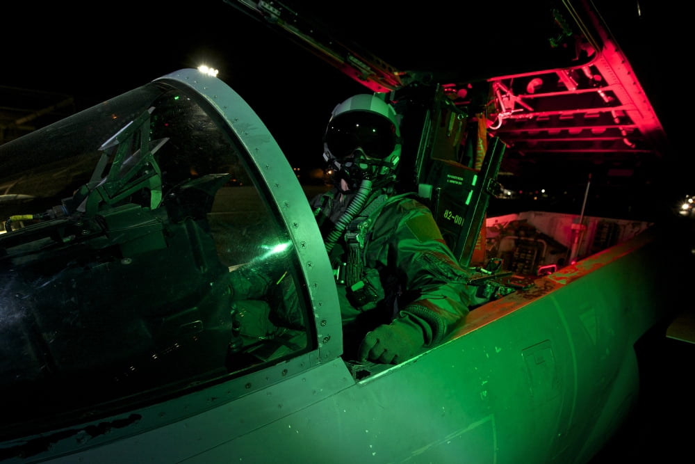A US Air Force pilot sits inside the cockpit of a F-15C Eagle Canvas Art - Terry MooreStocktrek Images (35 x 23)