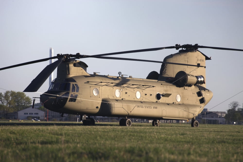 A US Army CH-47F Chinook helicopter Canvas Art - Timm ZiegenthalerStocktrek Images (18 x 12)