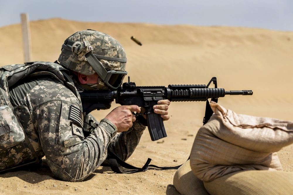A US Army National Guardsman at a firing range Canvas Art - Stocktrek Images (34 x 23)