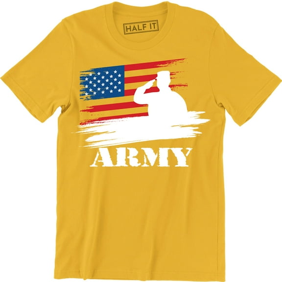 A US Army Officer Saluting Against The American Flag Cool Patriotic Gift Men T-Shirt