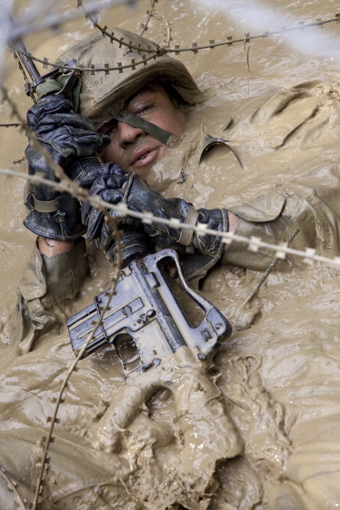 A US Marine participates in the endurance course at Camp Gonsalves Japan Canvas Art - Stocktrek Images (23 x 35)