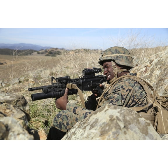A US Marine training at Camp Pendleton California Canvas Art - Stocktrek Images (34 x 23)