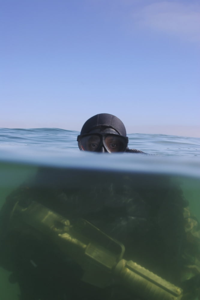 A US Navy SEAL combat swimmer Canvas Art - Michael WoodStocktrek Images (23 x 34)