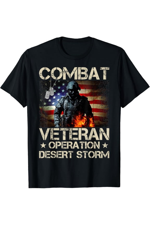 A USA Flag Combat Operation Desert Storm T-Shirt