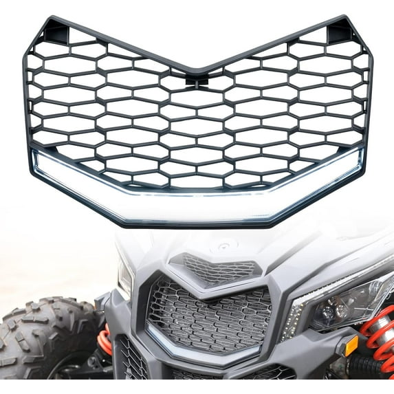 A & UTV PRO Front Mesh Grille with LED Lights Bar, Radiator Guard for Can-Am Maverick X3 Max X RS DS MR RC Turbo RR R 2017-2024 2025 Accessories