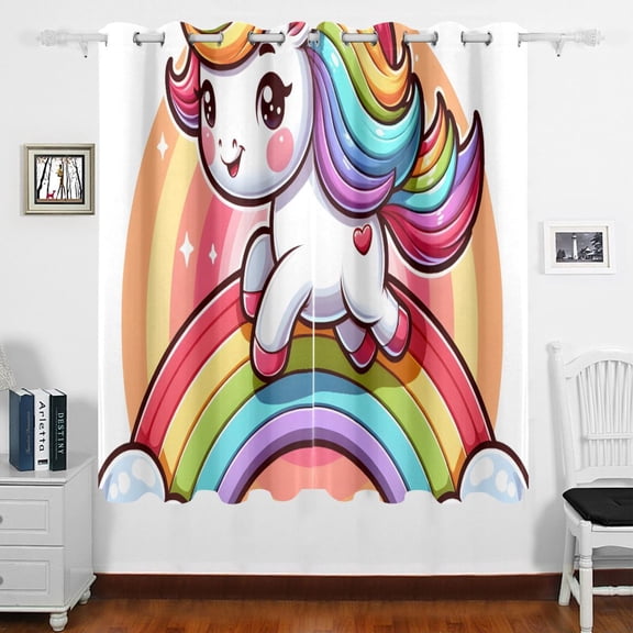 A Unicorn on Rainbow Curtains Black Out 63 Inch Length Curtains for Sliding Glass Doors Bedroom Living Room 2 Panels Set