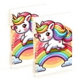 thumbnail image 1 of A Unicorn on Rainbow Ring Binder Notebook Journey Note Diary College Ruled Spiral Notebook Study Loose Leaf Paper A5 60 Pages, 1 of 8