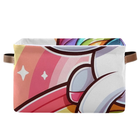 A Unicorn on Rainbow Storage Bins Baskets With Handles Storage Box Clothes Organizer Organization Toys