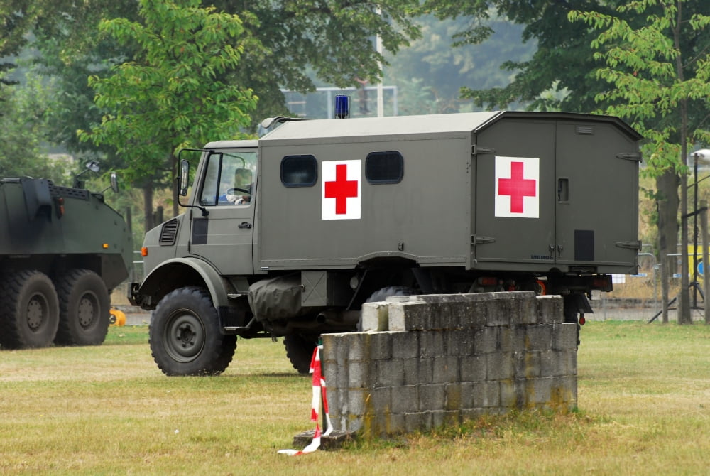 A Unimog in an ambulance version in use by the Belgian Army Canvas Art - Luc De JaegerStocktrek Images (17 x 12)