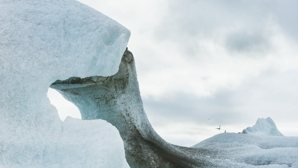 A Unique Ice Formation Forming An Arch Iceland Canvas Art - David DuChemin Design Pics (40 x 22)