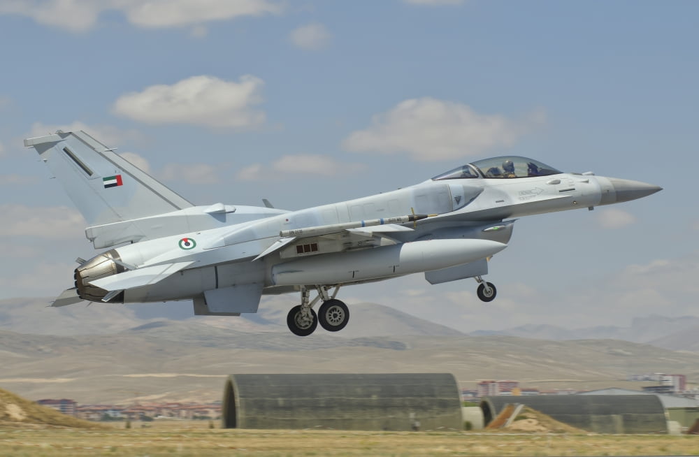 A United Arab Emirates Air Force F-16 Block 52 at Exercise Anatolian Eagle Canvas Art - Giovanni CollaStocktrek Images (17 x 12)