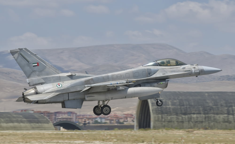 A United Arab Emirates Air Force F-16 Block 52 at Exercise Anatolian Eagle Canvas Art - Giovanni CollaStocktrek Images (36 x 22)