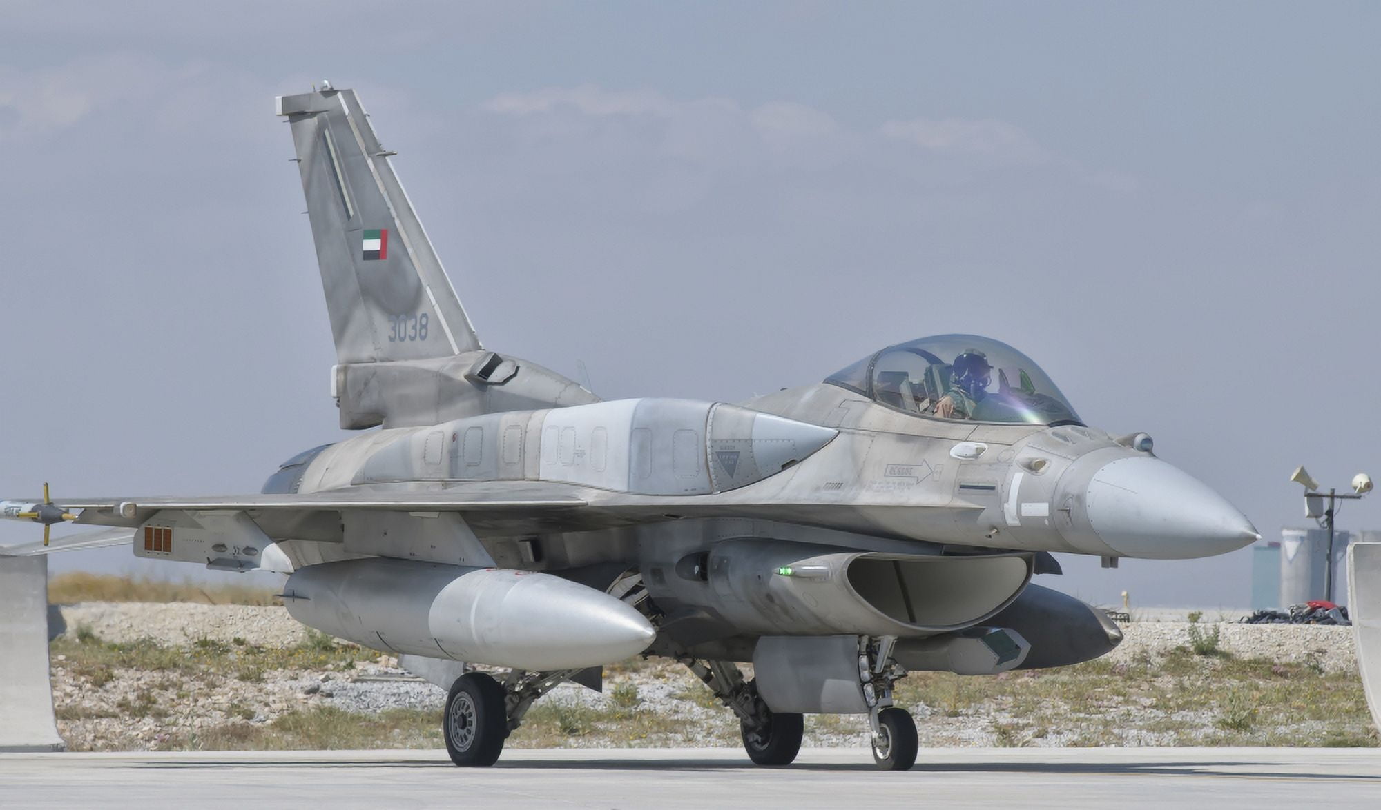 A United Arab Emirates Air Force F-16 Block 52 taxiing Canvas Art - Giovanni CollaStocktrek Images (36 x 22)