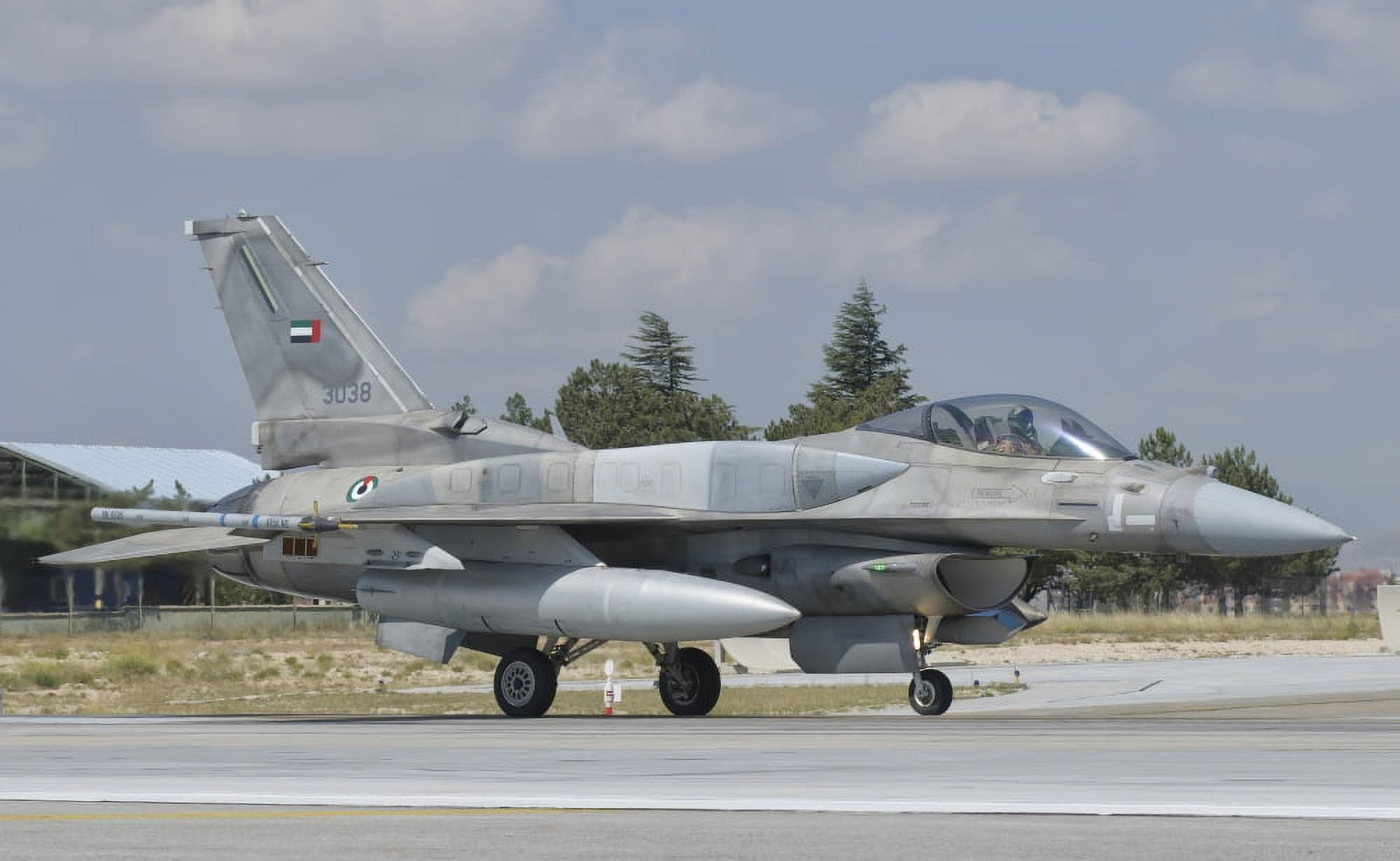 A United Arab Emirates Air Force F-16 Block 52 taxiing Canvas Art - Giovanni CollaStocktrek Images (36 x 22)