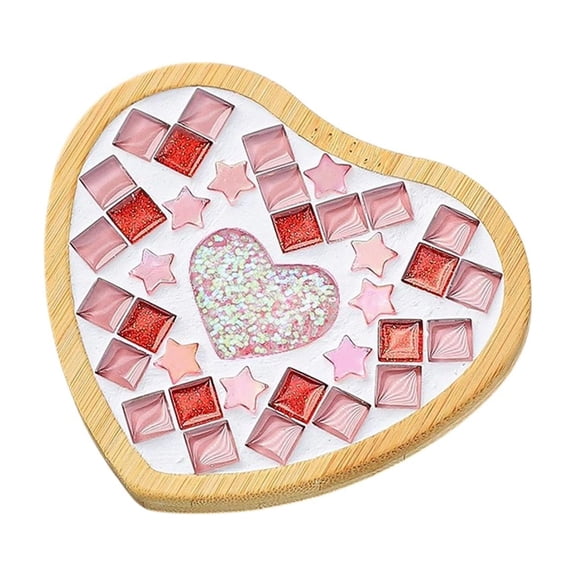 A Valentines Day Mosaic Crafts Kit Wooden Coaster Diy Set With Tiles Glue And Tools