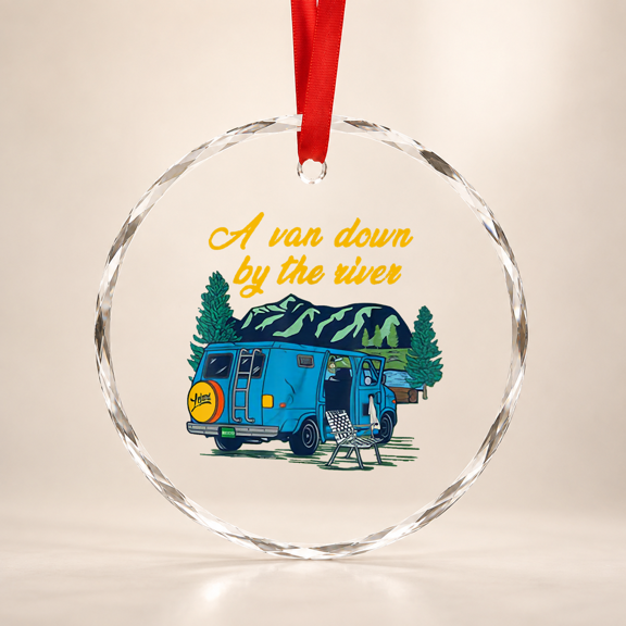 A Van Down The River Glass Ornament