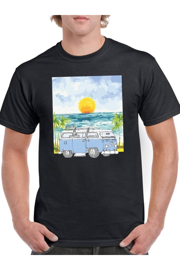 A Van In The Beach T-Shirt Men -Smartprints Designs, Male x-Large