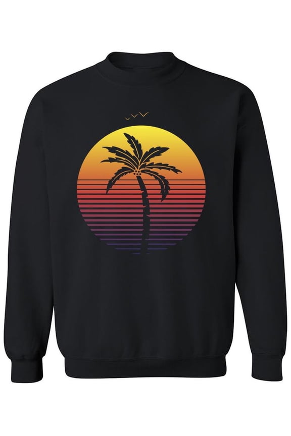 A Vaporwave Palm Sweatshirt Men -Image by Shutterstock, Male 3X-Large