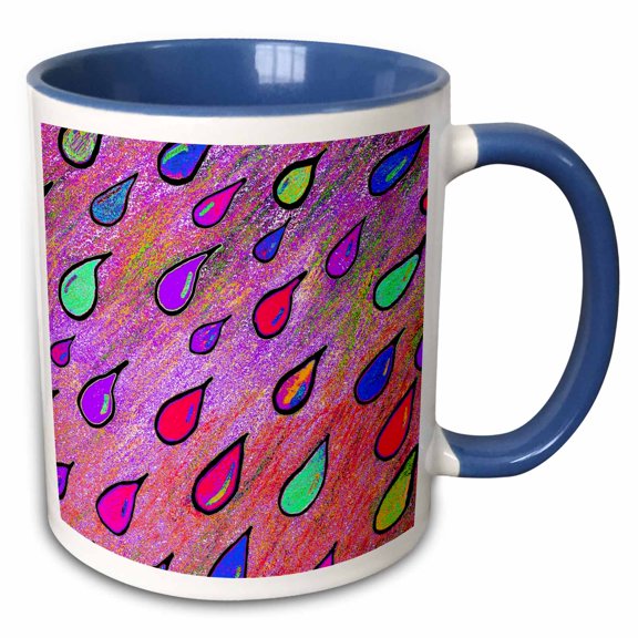 3drose, a Variation on My Rain Sketch. Looks So Pretty and Colorful., 15oz Two-tone Blue Mug