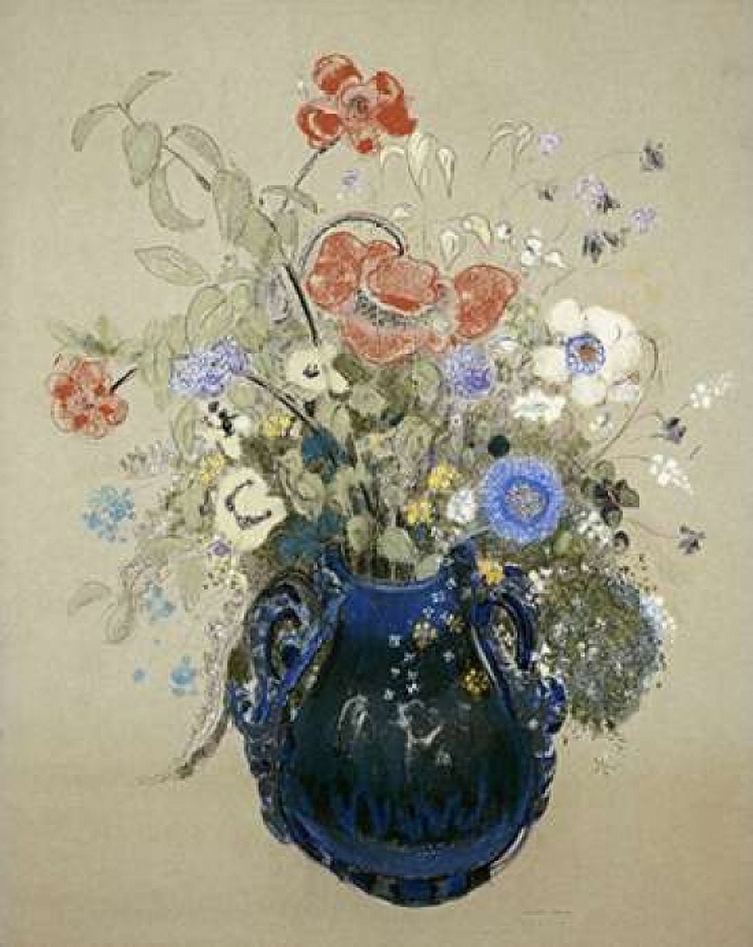 A Vase OF Blue Flowers Canvas Art - Odilion Redon (24 x 30)