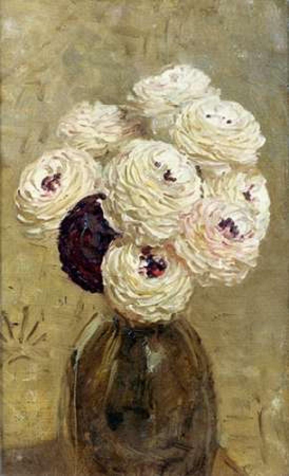 A Vase of Dahlias Canvas Art - Albert Joseph Moore (12 x 18)