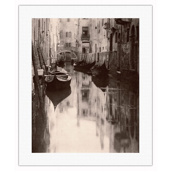 A Venetian Canal - Venice - Vintage B&W Photograph by Alfred Stieglitz - Fine Art Rolled Canvas Print 16in x 20in