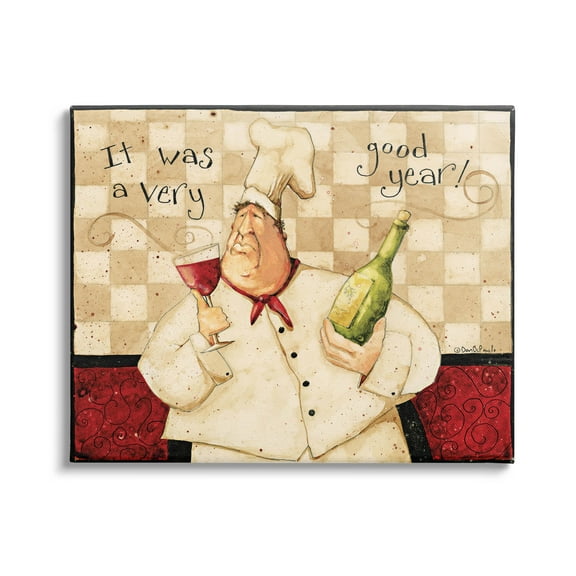 A Very Good Year Chef Wine Phrase Food & Beverage Graphic Art Gallery Wrapped Canvas Print Wall Art