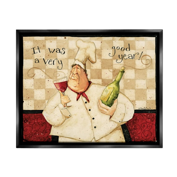 A Very Good Year Chef Wine Phrase Food & Beverage Graphic Art Jet Black Framed Art Print Wall Art