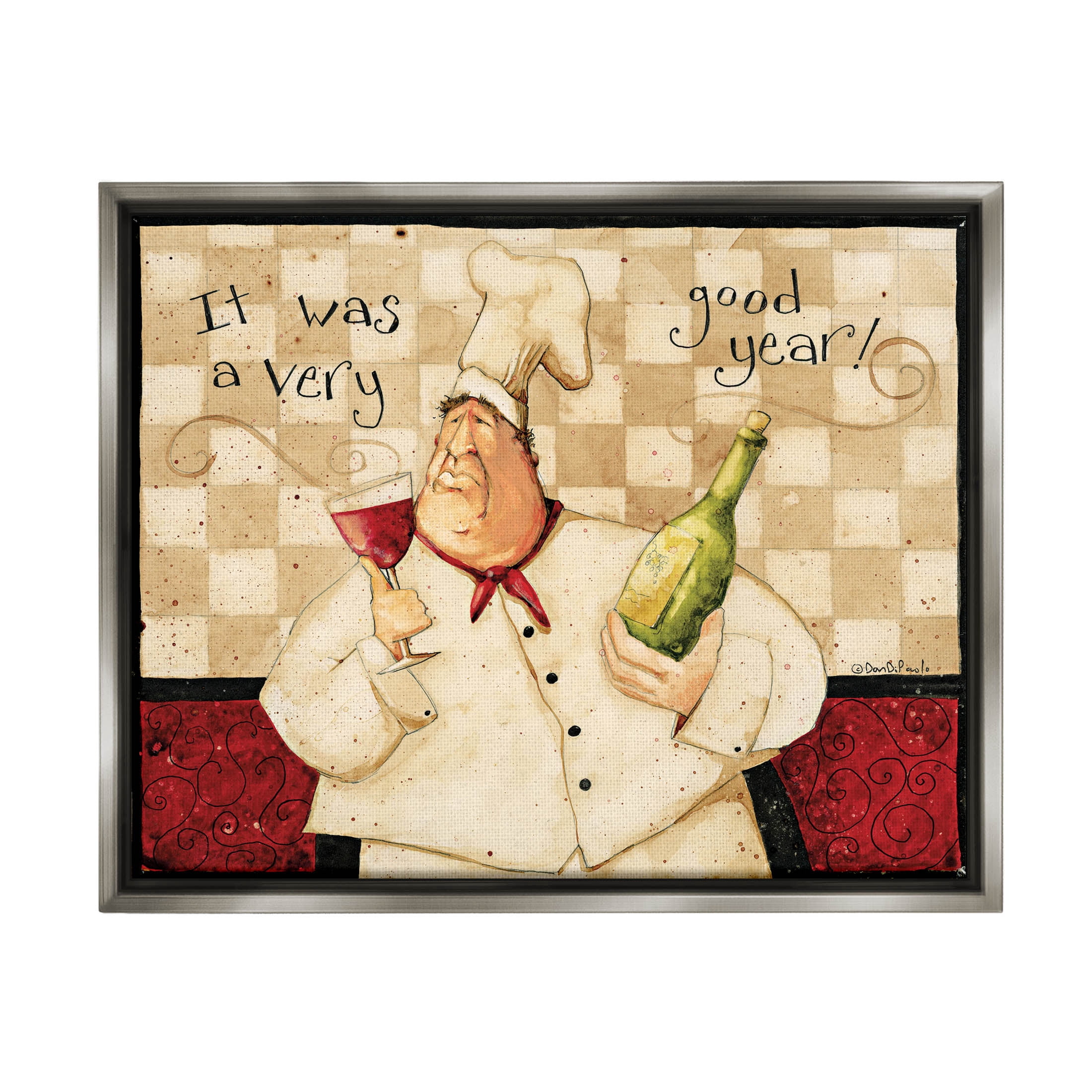 A Very Good Year Chef Wine Phrase Food & Beverage Graphic Art Luster Gray Framed Art Print Wall Art