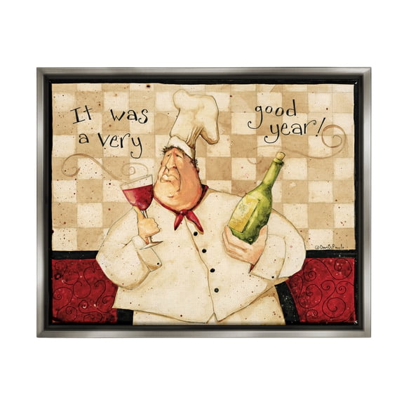 A Very Good Year Chef Wine Phrase Food & Beverage Graphic Art Luster Gray Framed Art Print Wall Art
