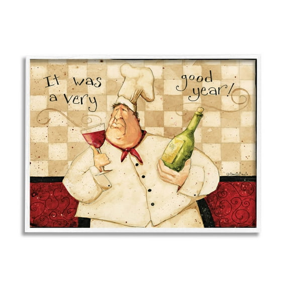 A Very Good Year Chef Wine Phrase Food & Beverage Graphic Art White Framed Art Print Wall Art