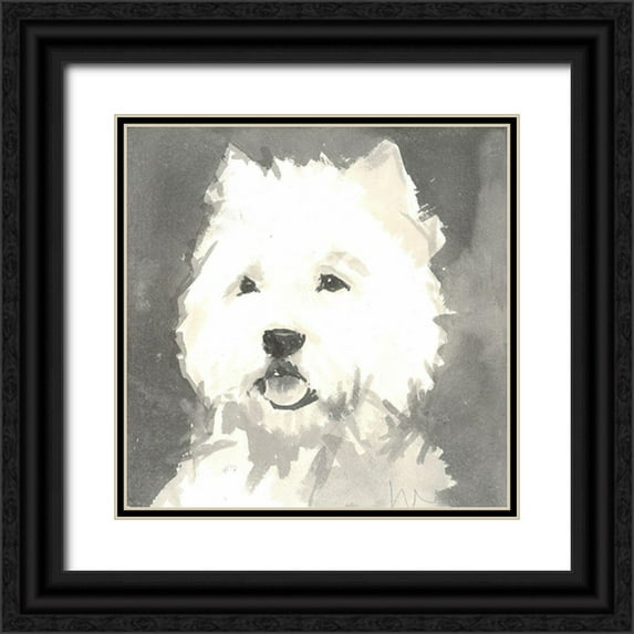 A Very Modern Dog 26x26 Black Ornate Wood Framed with Double Matting Museum Art Print Titled - Sepia Modern Dog X