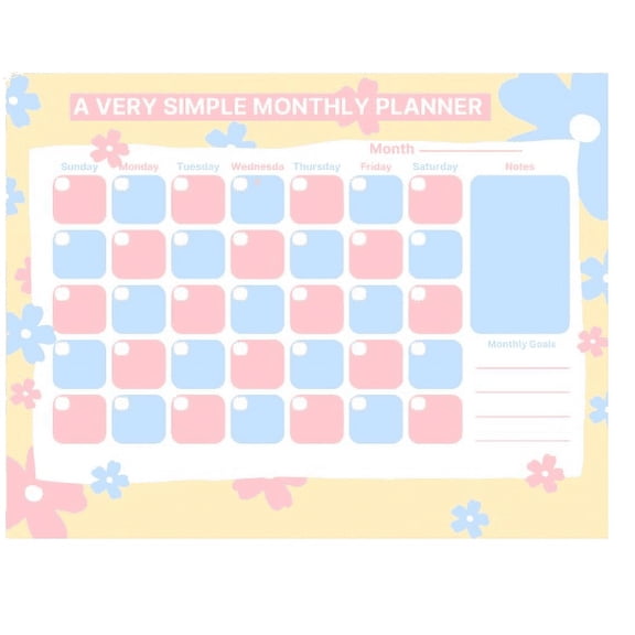 A Very Simple Monthly 50 Sheet Desk Planner 8.5 x 11 in