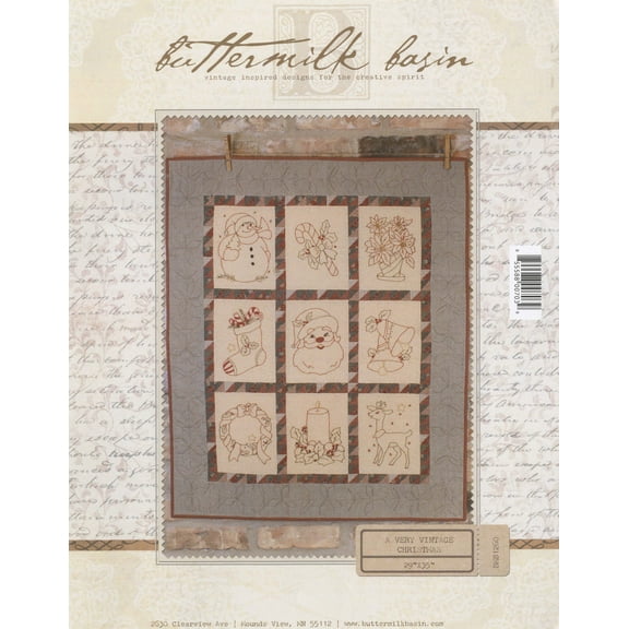 A Very Vintage Christmas Embroidered Quilt Pattern by Buttermilk Basin