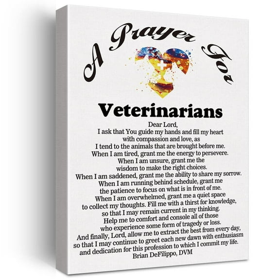 A Veterinarian's Prayer Canvas Home Wall Art Decor Veterinarians Gift Painting  Medical Professionals Poster Framed Ready to Hang