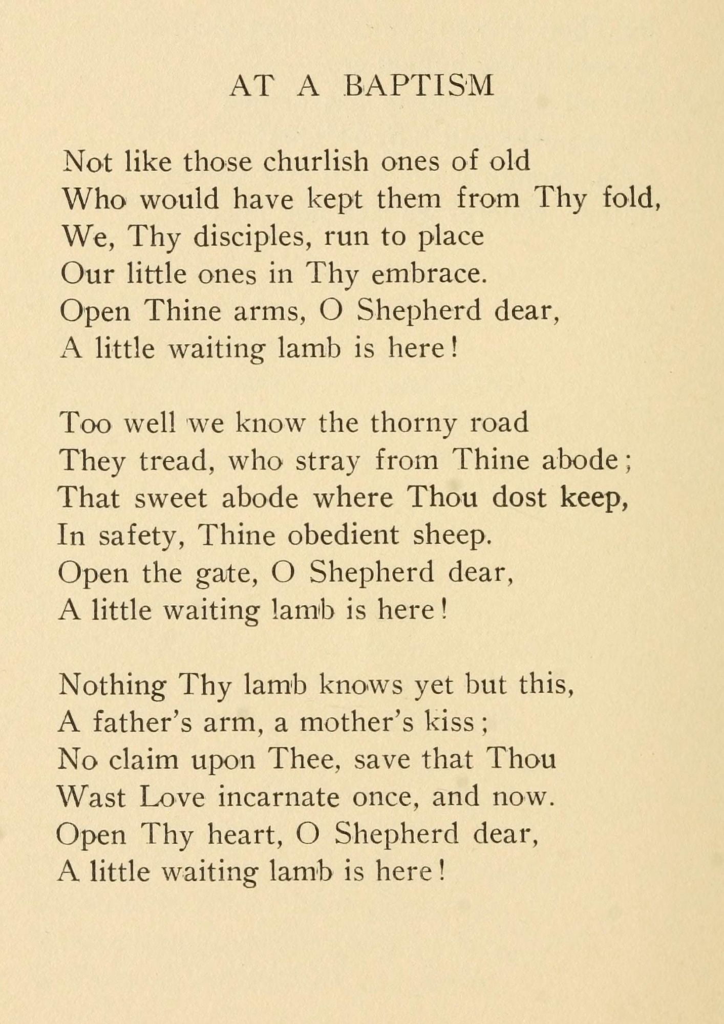 A Vicars Poems 1915 At a Baptism Canvas Art - George Hill Bottome (18 x 24)