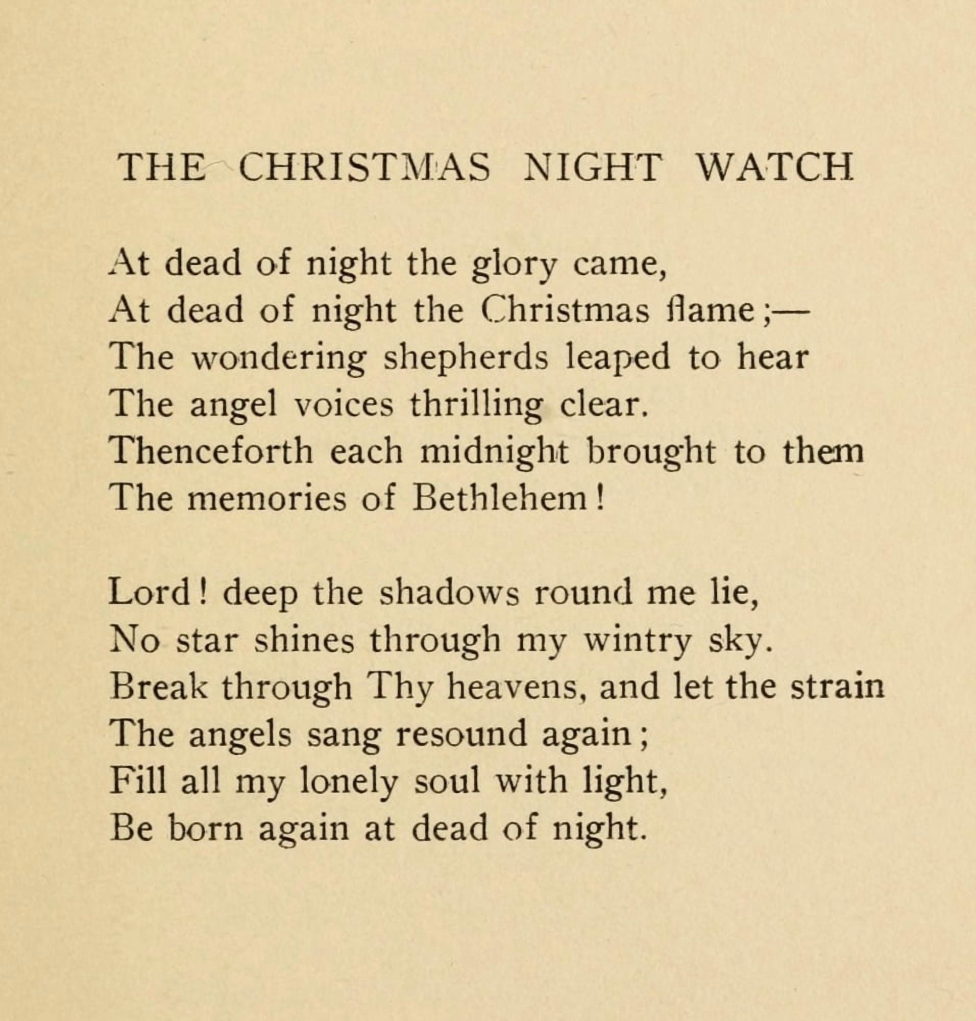 A Vicars Poems 1915 The Christmas Night Watch Canvas Art - George Hill Bottome (24 x 36)
