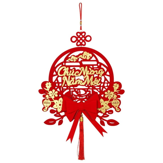 A Vietnamese New Year Decoration Hanging Ornament 2026 Round Red Tassel Door Sign Home Festive Decor For Lunar Celebration Spring Festival