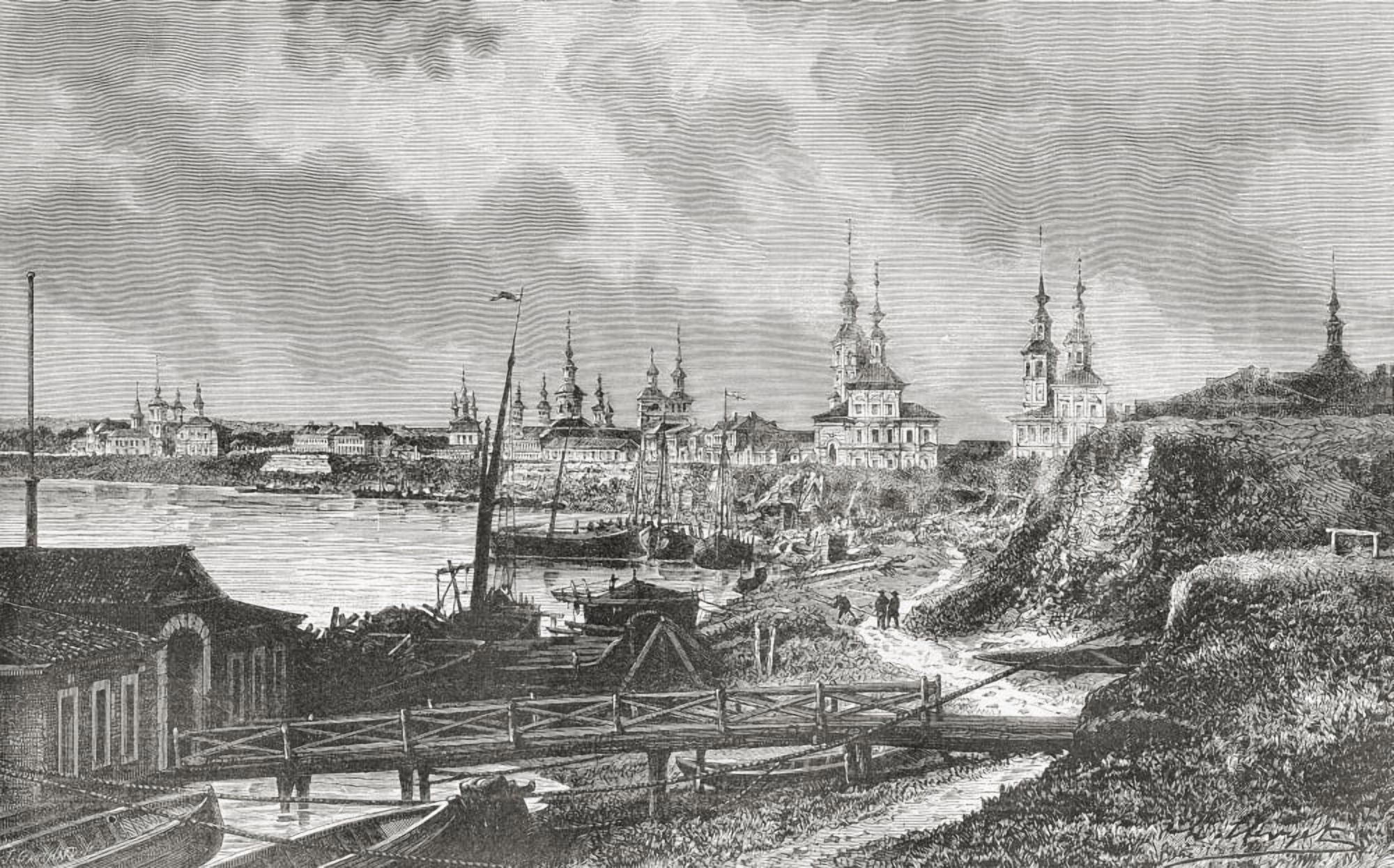 A View Of Arkhangelsk Russia In The 19Th Century From El Mundo En La Mano Published 1878 Canvas Art - Ken Welsh Design Pics (18 x 11)
