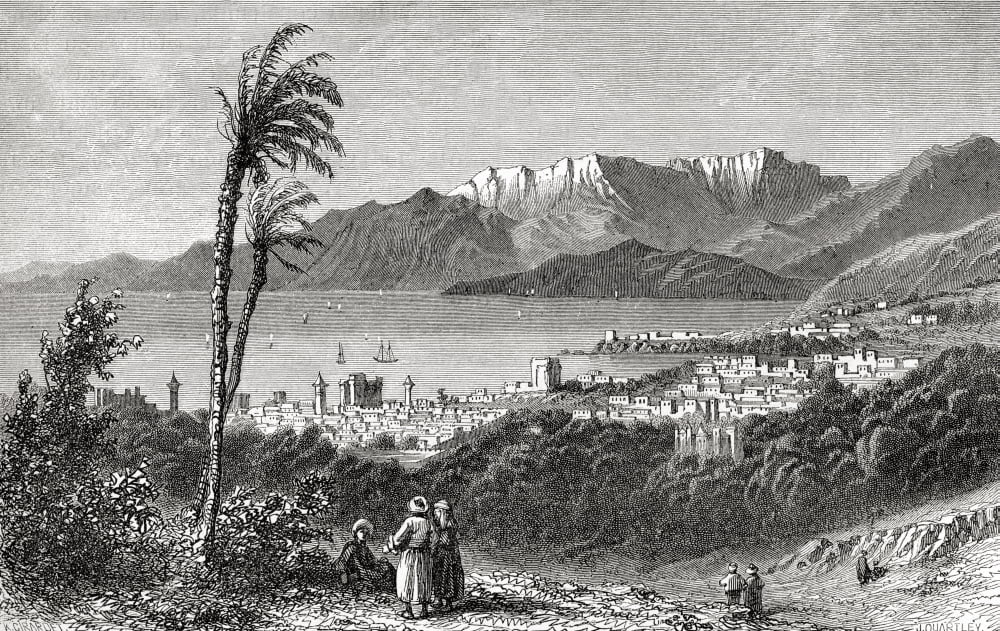 A View Of Beirut And The Lebanon In The 19Th Century From El Mundo En La Mano Published 1875 Canvas Art - Ken Welsh Design Pics (18 x 11)