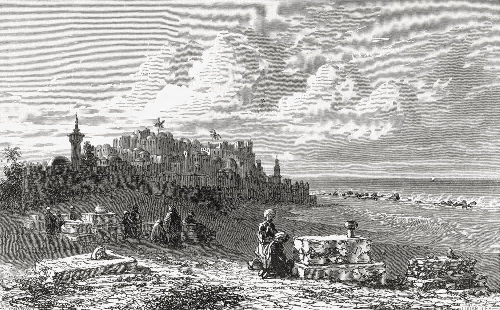 A View Of Jaffa Palestine In The 19Th Century From El Mundo En La Mano Published 1875 Canvas Art - Ken Welsh Design Pics (18 x 11)