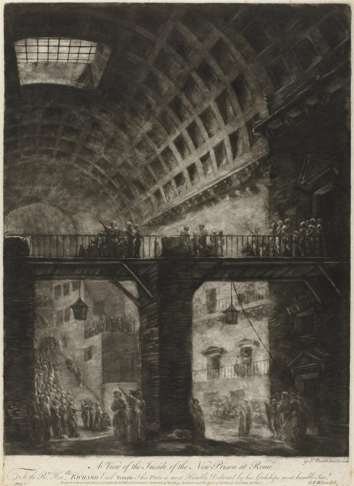 A View Of The Inside Of The New Prison At Rome Canvas Art - (24 x 36)