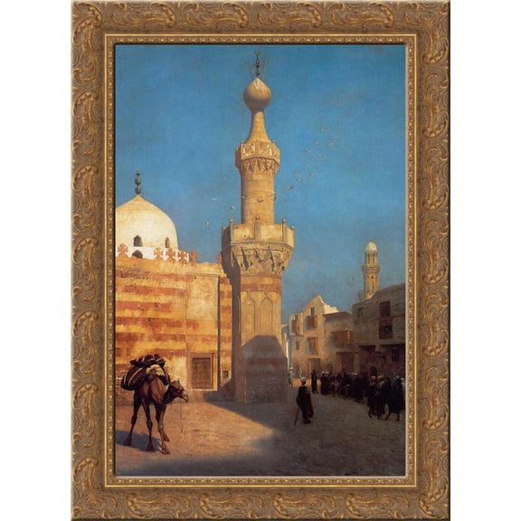 A View of Cairo 24x18 Gold Ornate Wood Framed Canvas Art by Jean-Leon Gerome