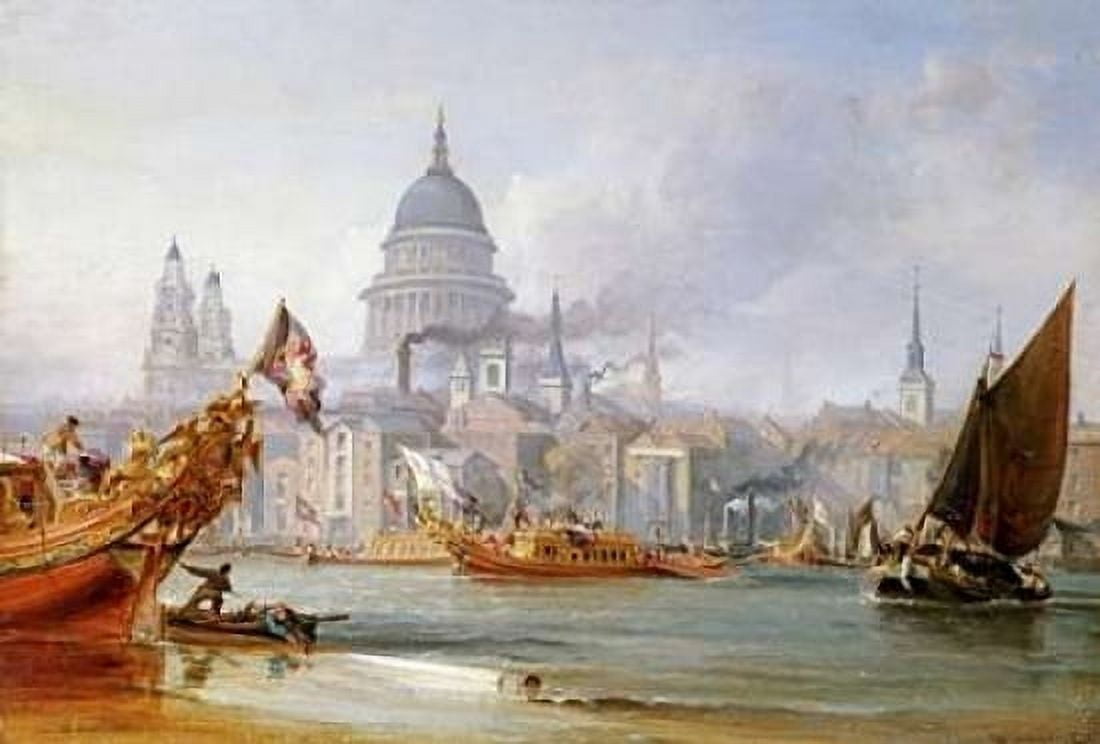 A View of Saint Pauls From The Thames Canvas Art - George Chambers (12 x 18)