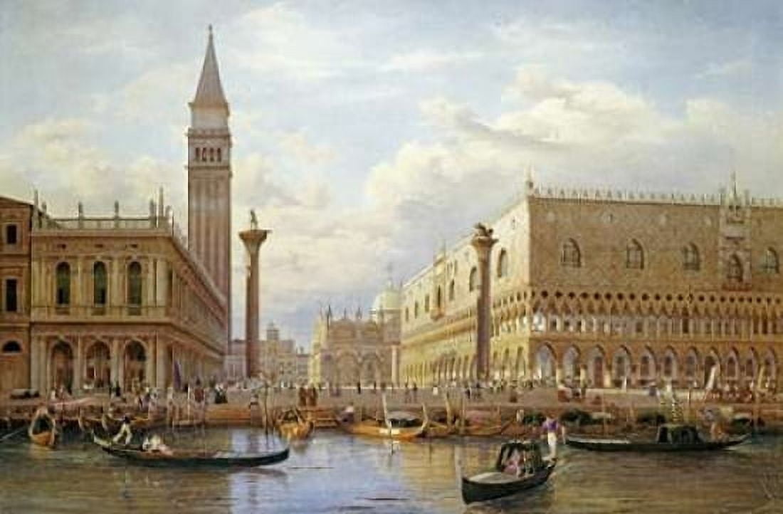 A View of The Piazzetta With The Doges Palace From The Bacino Venice Canvas Art - Salomon Corrodi (12 x 18)
