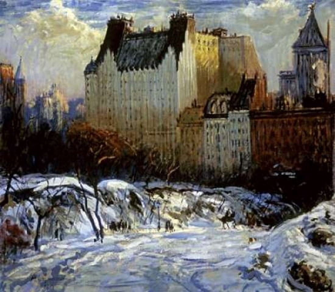 A View of the Plaza from Central Park Canvas Art - Arthur Clifton Goodwin (24 x 24)